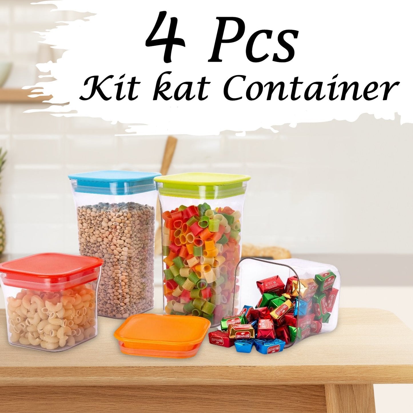 Kitkat Storage container with Opening Mouth 4pcs Set