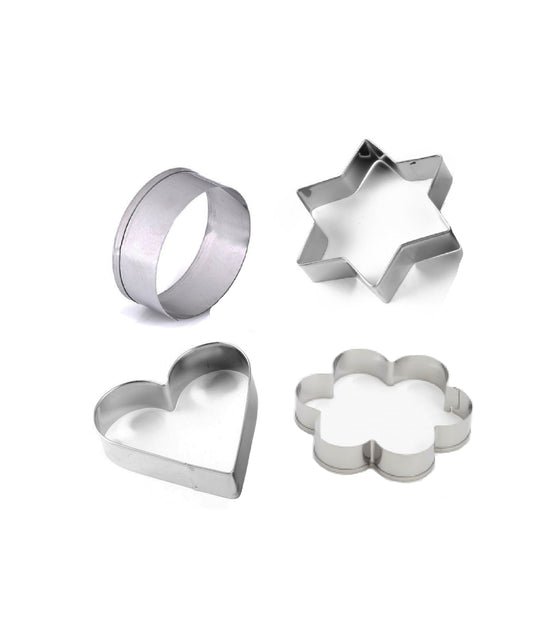 Cookie Cutter Stainless Steel Cookie Cutter with Shape Heart Round Star and Flower (4 Pieces)